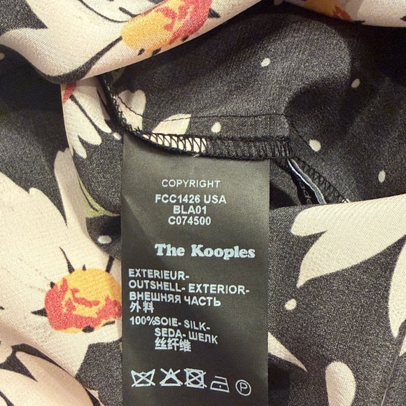The Kooples 100% silk button front daisy print shirt blouse top M - Picture 5 of 10